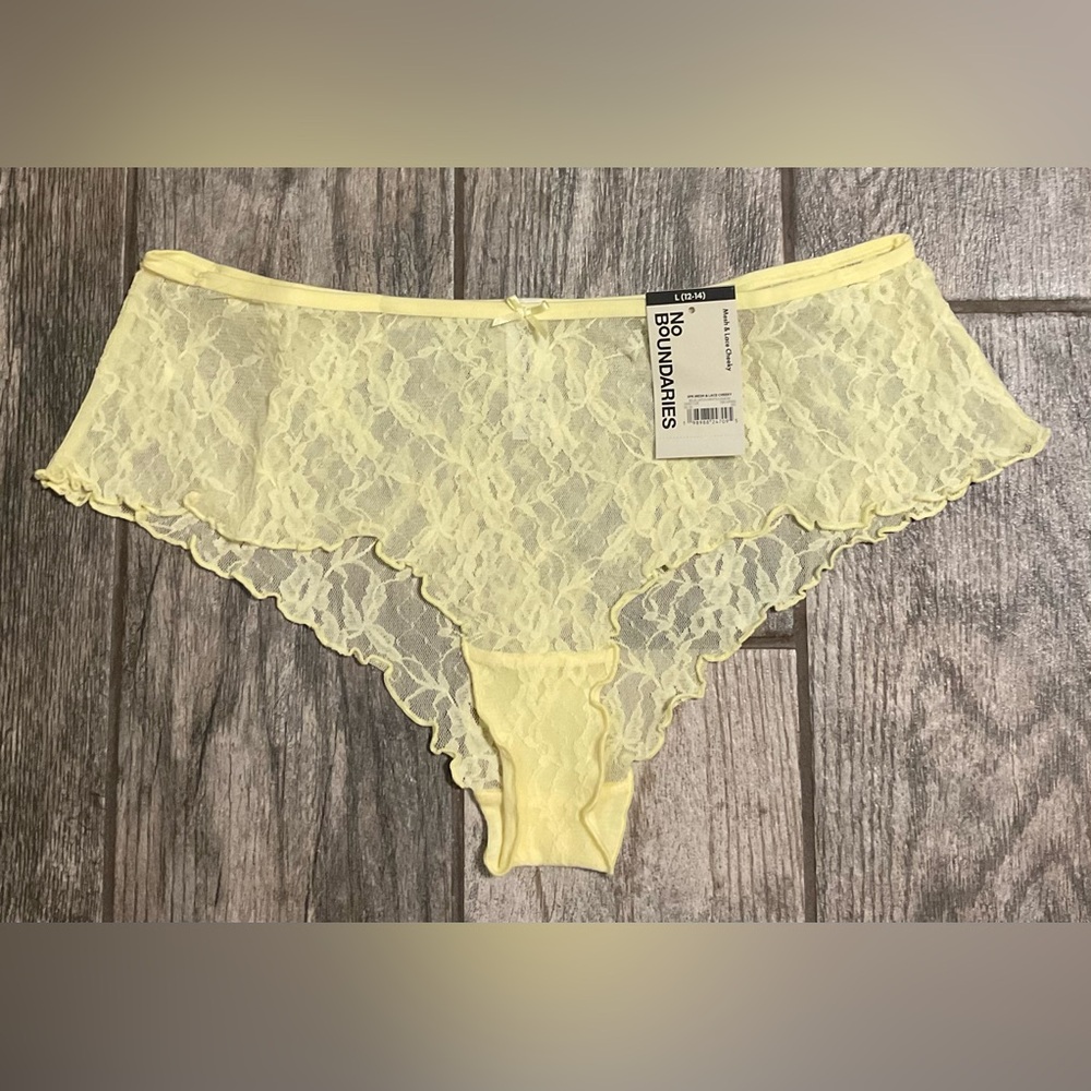 New Nobo, No Boundaries lace cheeky panties Size S, L, XXL or XXXL Lemon Yellow